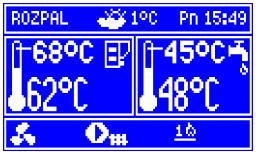 Nezávisle na ručnom nastavení teploty dochádza k zmene nastavenej teploty ak: ekvitermický režim je aktívny, keď je na strane odberu požiadavka na vyššiu teplotu (TÚV, UV, AKU). 8.