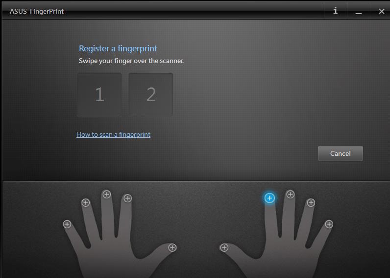 Ak chcete vytvoriť biometrické údaje odtlačku svojho prsta, označeným