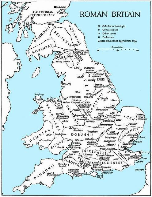 Obr. 1 Mapa rímskej Británie (http://www.
