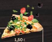 PIZZA Môžete si vybrať základ na pizzu - paradajkový alebo smotanový. Okraje pizze sú potreté cesnakom a olivovým olejom.