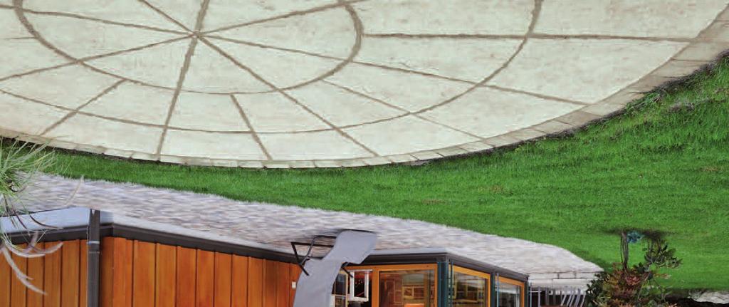 Farebné vzory: slonovinová melírovaná Bradstone Old Town kruhy Kruh "A" malý kruh: ø 270 cm Kruh "B" veľký kruh: ø 390 cm Príslušenstvo: Rohový prvok Charakteristika štruktúra