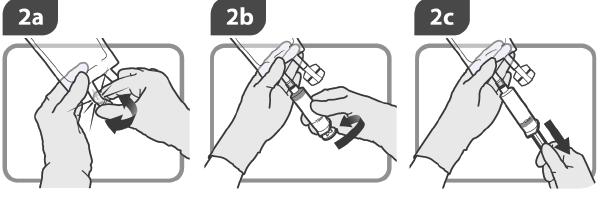 Zabezpečte, aby vnútorná špička adaptéra bola umiestnená v centre septa injekčnej liekovky a jemne potlačte adaptér na injekčnú liekovku, pokiaľ nezapadne na miesto.