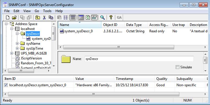 OPC klient pristupuje k premenným z aktívneho adresára Štart OPC klienta zabudovaného v konfigurátore Pohľad