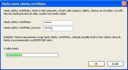 Zálohovanie a obnova osobného certifikátu 7. Zobrazí sa okno oznamujúce, že export certifikátu bol úspešný. Export ukončíte voľbou "OK": 3.