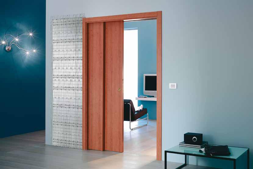 Umožňuje rozdelenie miestností so šírkou priechodu až 450 cm PUZDRO TELESKOPIKÉ Ukryje do jedného puzdra dve paralelne posuvné dverné krídla. Umožňuje veľké presvetlené dverné priechody.
