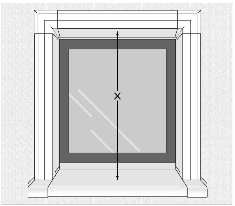 Zmeriame hĺbku ostenia od líca fasádnych dosiek až na okenný rám a z tohto rozmeru odpočítame 5 mm. Túto mieru prenesieme na vnútornú stranu profilu ostenia a sformátujeme ho na potrebnú šírku. (obr.