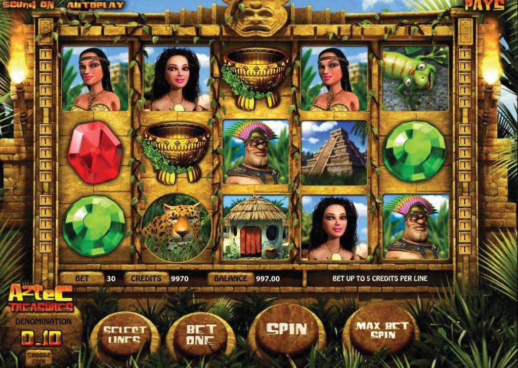 Aztec Treasures je 5-valcový, multi-líniový výherný video prístroj.
