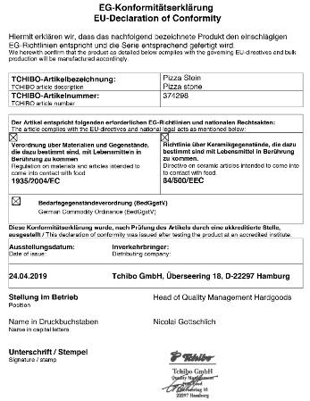 Vyhlásenie o zhode Made exclusively for: Tchibo GmbH, Überseering 18, 22297 Hamburg, Germany, www.tchibo.