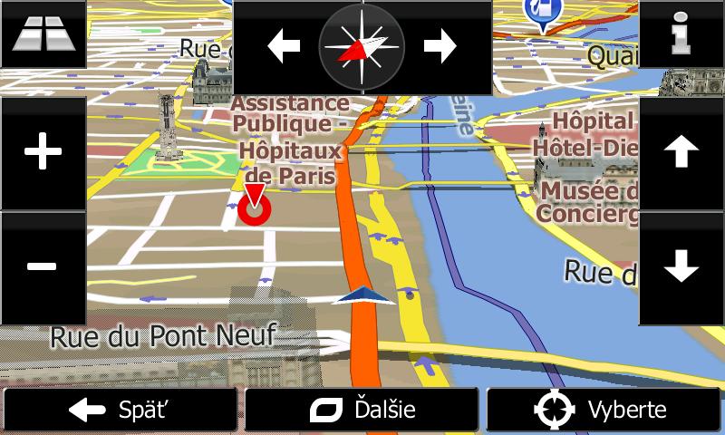 Ak nie je k dispozícii žiadna platná pozícia GPS, program Fiat Punto AVN použije ako počiatočný bod poslednú známu pozíciu. Prechodný cieľ trasy pred dosiahnutím konečného cieľa.
