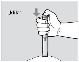 Obrázok J Počas vpichovania lieku sa fialový indikátor bude posúvať pozdĺž kontrolného okienka (pozri obrázok K).