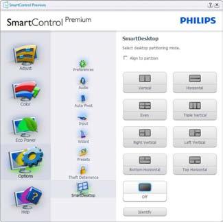 Zapnutie ponuky Panel úloh Ponuka panela úloh sa dá zobraziť pravým kliknutím na ikonu systému SmartControl Premium na paneli úloh. Ľavým kliknutím sa spustí daná aplikácia.