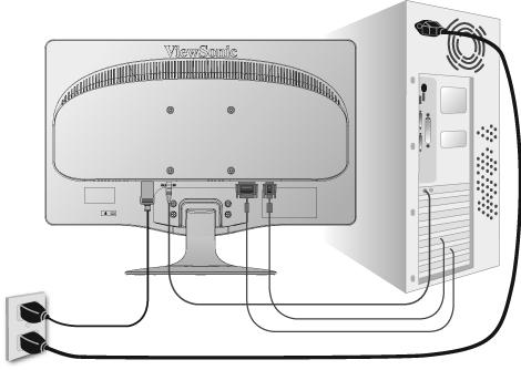Rýchla inštalácia 1. Pripojte sieťový kábel (a ak sa požaduje aj adaptér striedavého/jednosmerného prúdu) 2. Pripojte video kábel Zapnite ako LCD displej, tak aj počítač.