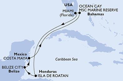 Spoznajte s nami Karibik počas okružnej plavby na jednej z najluxusnejších a najväčších výletných lodí MSC Meraviglia a navštívte Honduras, Belize, Mexiko a Bahamy a splňte si svoj životný sen