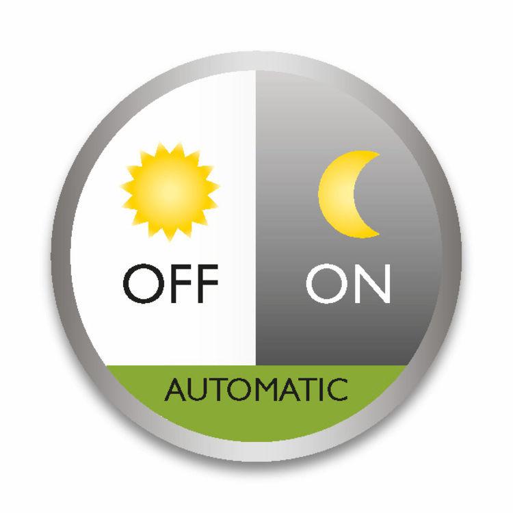 Jedinečná funkcia denného/nočného režimu Integrovaný solárny panel Vďaka dennej/nočnej funkcii sa toto vonkajšie svietidlo automaticky zapne, keď sa začne stmievať.