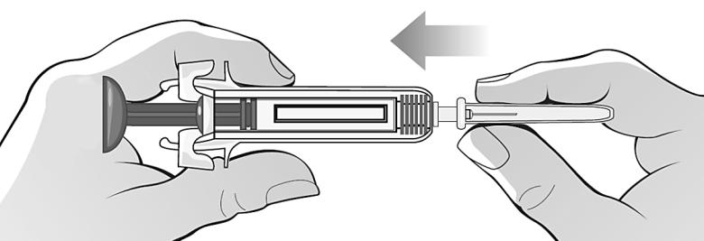 Nasaďte ihlu na injekčnú striekačku tak, že ju pevne zatlačíte na injekčnú striekačku. 5.