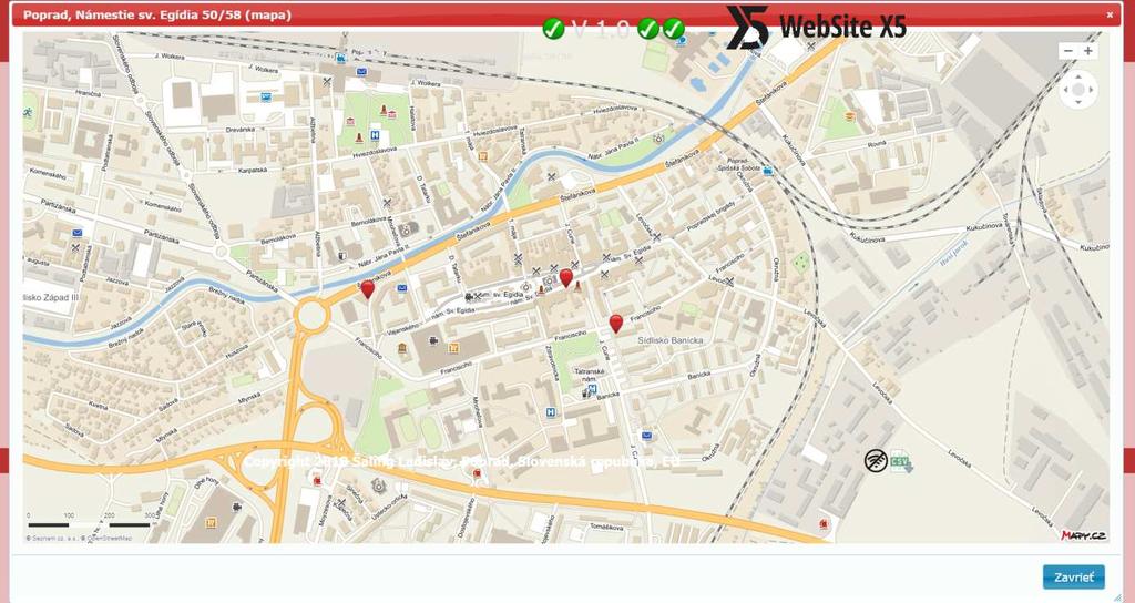 Miesto doručovacieho ( výdajného ) miesta sa taktiež môže zobraziť na mape. Návrat do e-shopu vo WebSite sa vykoná kliknuťím na tlačítko návratu do košíka.