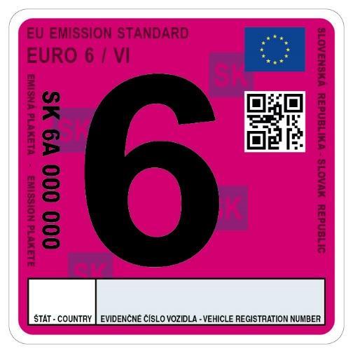 EMISNÚ TRIEDU EURO 5/V (Vzor) Farebný odtieň podkladu emisnej plakety je