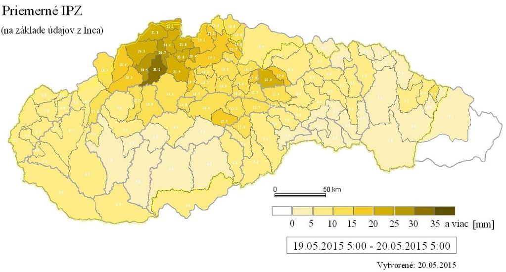 Predbežné hodnotenie povodňového rizika v Slovenskej republike 92 pred výskytom príčinnej zrážky charakterizujú hodnoty indexu predchádzajúcich zrážok na Obr. 4.32. Obr. 4.32 Index predchádzajúcich zrážok k 20.