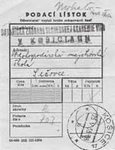 ODBORNÉ STATE Československý podací lístok vzor 1 úprava a, vytlačený III. 1954 použitý k doporučenému listu z Košíc do Sečoviec. Doporučený list bol podaný na pošte Košice 4 dňa 23. 5. 1955.