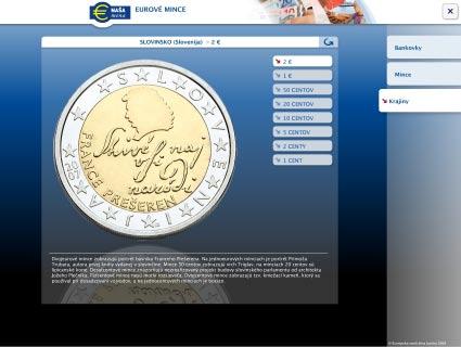 2.1 Eurové bankovky a mince Táto interaktívna prezentácia umožňuje detailné