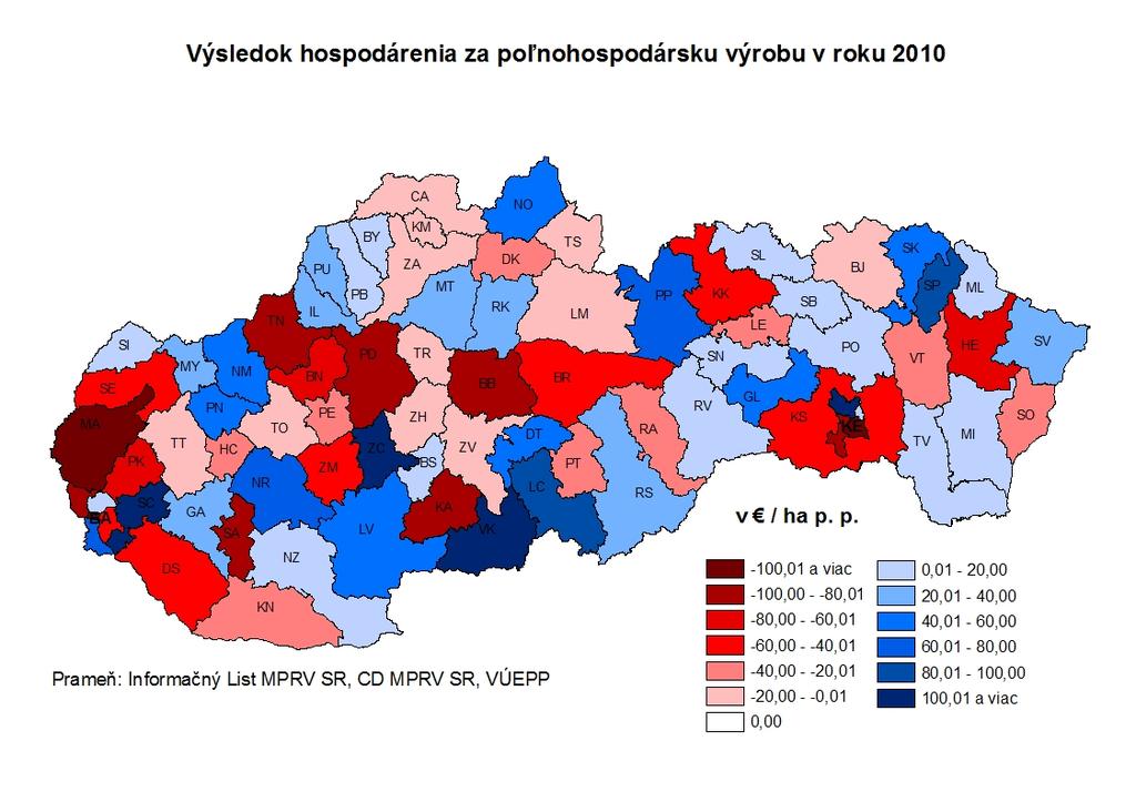 Mapa č. 1 Hodnota výroby sa medziročne zvýšila vo všetkých krajoch. Najviac v Banskobystrickom (27,5 %), Bratislavskom (21,9 %) a v Trnavskom kraji (17,0 %).