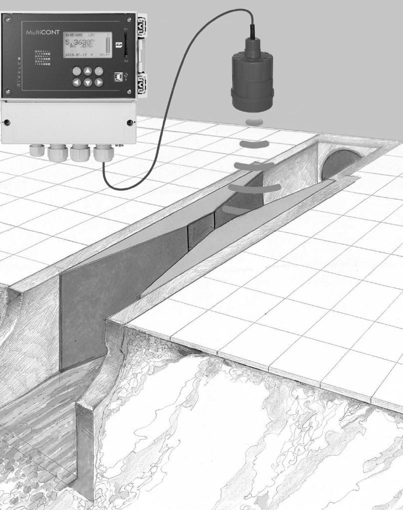 strana 6 z 11 Princíp merania: Vyhodnocovacie zariadenie MultiCONT Pxx-2xx-x tvorí spolu s ultrazvukovým snímačom hladiny EasyTREK SPx-5xx-x zostavu merača, určeného pre meranie pretečeného množstva