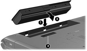 Vloženie alebo vybratie batérie Postup vloženia batérie: 1. Počítač prevráťte na rovnom povrchu tak, aby pozícia pre batériu smerovala od vás. 2.
