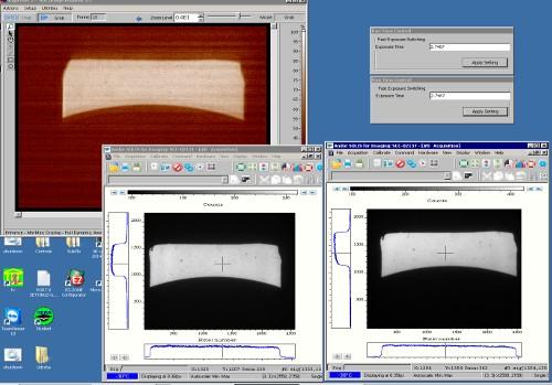 filtra, 2 FLC polarizátorov, snímkovania infračervenými detektormi prístroja CoMP-S a ukladaním získaných dát (vpravo).