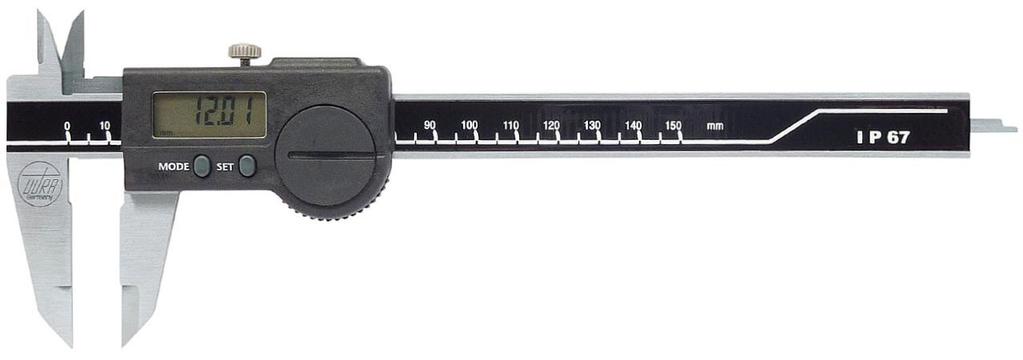 Obj.č.1850151ip Posuvné meradlo ULTRADIGIT IP67 - štandardné vyhotovenie s plochým hĺbkomerom - rozsah 0-150mm/0.01mm 0.0005 - veľký ukazovateľ výška číslic 6.