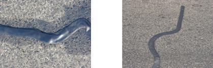 Výhody: Jednoduché a rýchle vodotesné uzavretie prasklín, trhlín asfaltového povrchu cesty do šírky trhlín cca. 1cm.