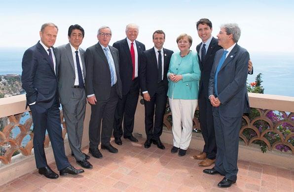 Vedúci predstavitelia skupiny G7 v Taormine na Sicílii, máj 2017. príspevkov do fondov a programov OSN.