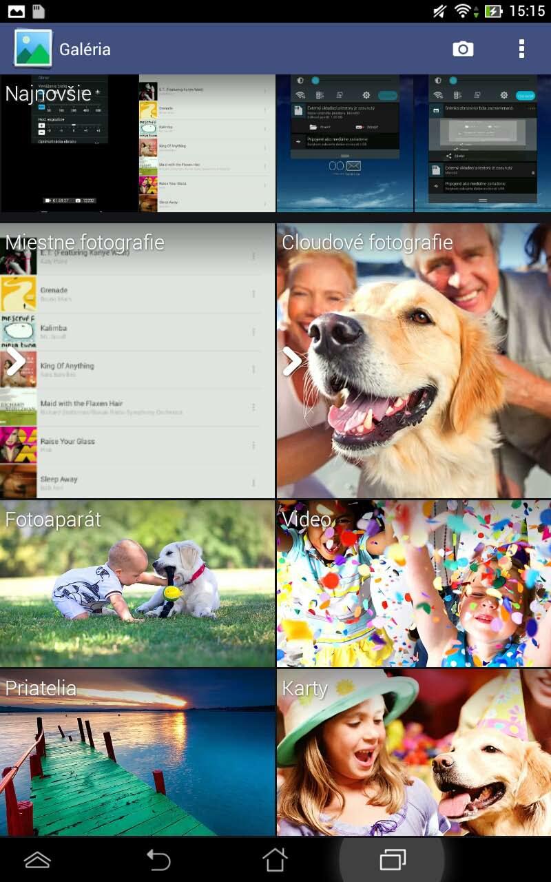 Galéria Pomocou aplikácie Galéria si môžete v ASUS Tablete prezerať obrázky a prehrávať videá.