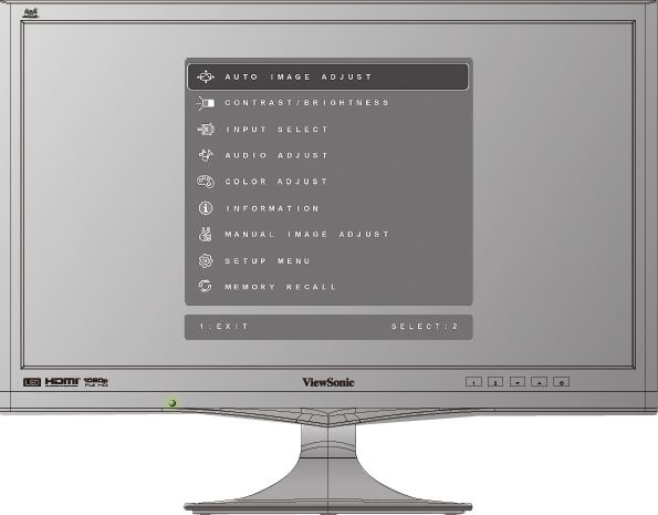 Nastavenie obrazu na obrazovke Pomocou tlačidiel na prednom ovládacom paneli dokážete zobraziť a nastavovať ovládače obrazovkového displeja OSD zobrazené na obrazovke.