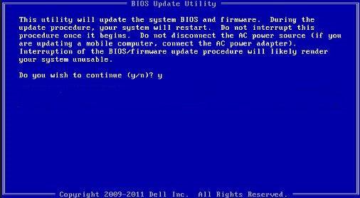 Obrázok 4. Obrazovka aktualizácie DOS BIOS Systémové heslo a heslo pre nastavenie Môžete vytvoriť systémové heslo a heslo pre nastavenie pre zabezpečenie vášho počítača.