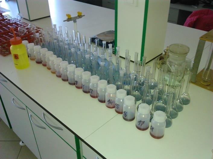 (2003) 0,05 až 1 ml extraktu sme napipetovali do 50 cm 3 banky a následne zriedili destilovanou vodou k zriedenej vzorke sme pridali 2,5 cm 3 Folin-Ciocalteuovho skúmadla a po 3 minútach