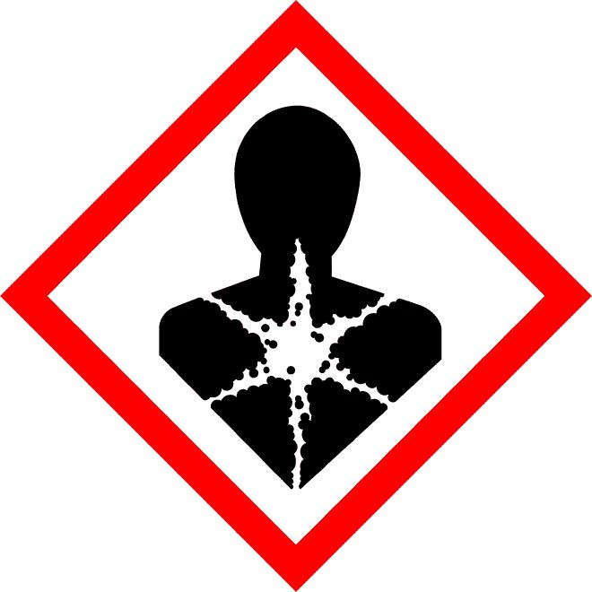 Výstražné piktogramy : Výstražné slovo : Nebezpečenstvo Výstražné upozornenia : H334 Pri vdýchnutí môže vyvolať alergiu alebo príznaky astmy, alebo dýchacie ťažkosti.