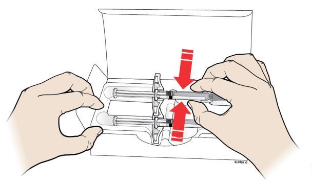 Časť naplnenej striekačky s AMGEVITOU sa mohla zlomiť, aj keď zlomené miesto nevidno. Použite novú naplnenú injekčnú striekačku s AMGEVITOU. 1. krok: Príprava A.