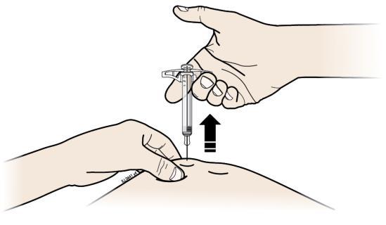 Injekčnú striekačku bez krytu ihly vpichnite do kože pod 45- až 90-stupňovým uhlom.