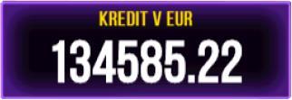 Kredit v EUR / Zostatok Aktuálna výška zostatku hráča je zobrazovaná v ľavej dolnej časti