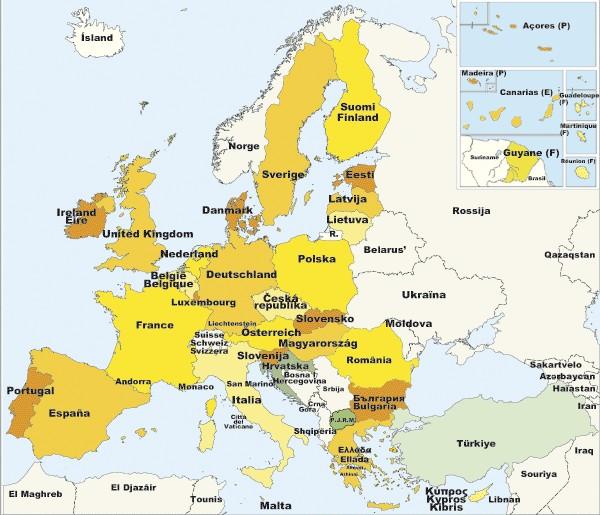 Mapa územia INTERREG IVC 1