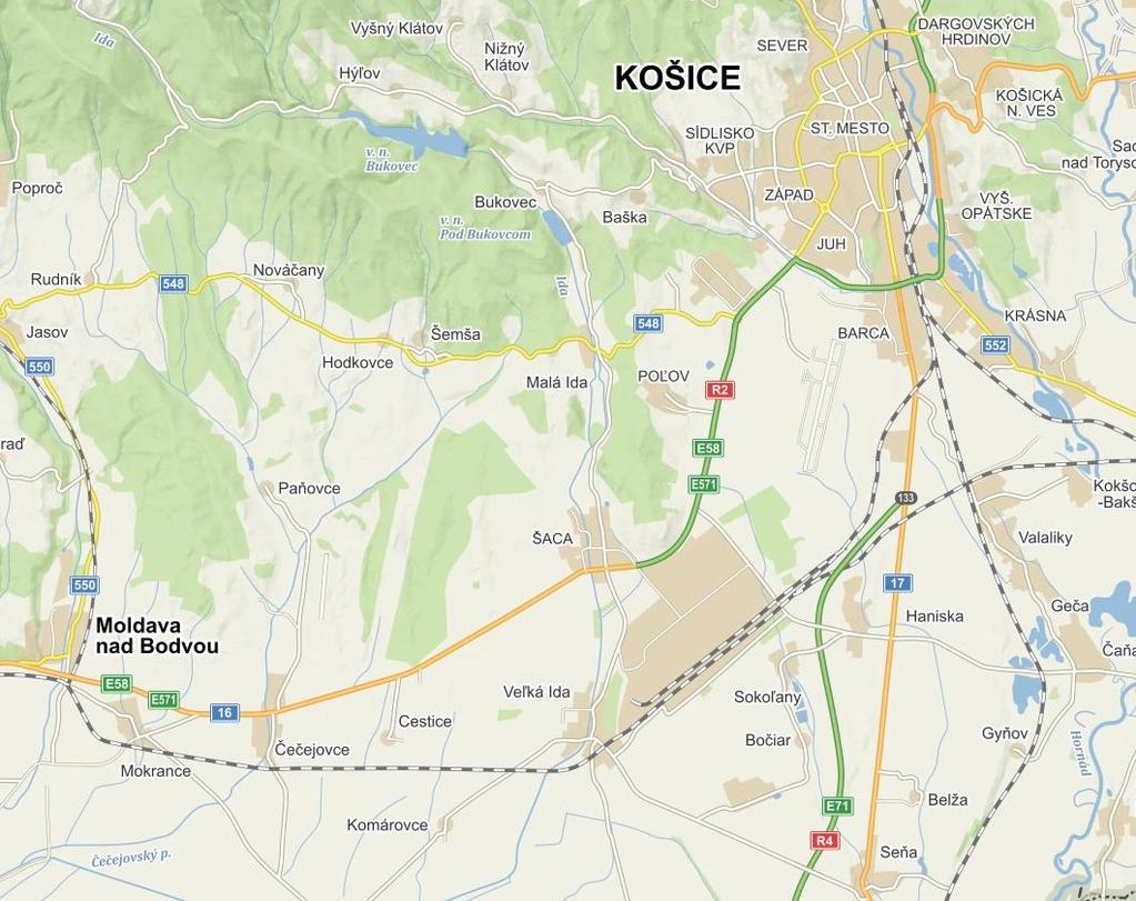 Popis projektu Projekt zahŕňa elektrifikáciu traťového úseku Haniska pri Košiciach Moldava nad Bodvou mesto.