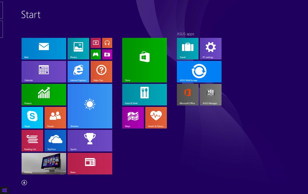 Tlačidlo Start (Štart) Operačný systém Windows 8.1 je vybavený tlačidlom Start (Štart), ktoré umožňuje prepínať medzi dvoma posledne otvorenými aplikáciami.