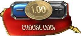 Nastavenie hodnoty mince Hodnotu 1 mince si hráč môže upravovať kliknutím na znamienko - (až po stanovené minimum) a na znamienko + (až po stanovené maximum), v poli s názvom (Choose Coin/Zvoľ mincu).