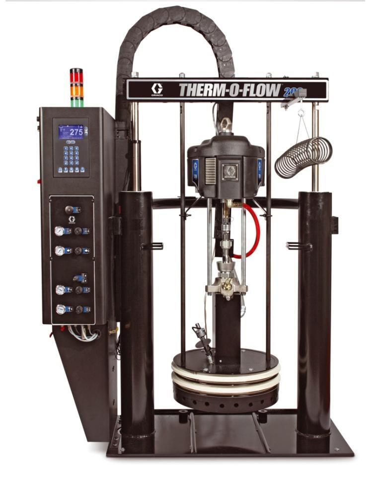 GRACO Therm-O-Flow 200 Systém pre aplikáciu horúcich tavenín z 200 litrových sudov Systém Therm-O-Flow 200 je určený pre extrudáciu horúcich tavenín z 200 l sudov.