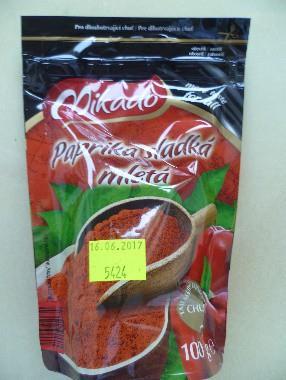 sušine: 3,04 g/kg Mikado paprika delicate farba: Červená Pach: