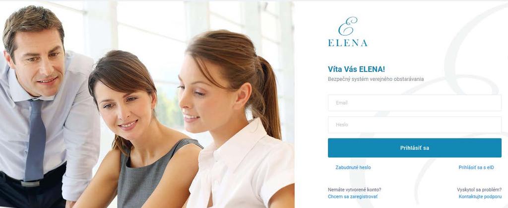 Po zadaní prihlasovacieho mena a hesla, alebo po vytvorení registrácie prebehne prihlásenie do systému ELENA.