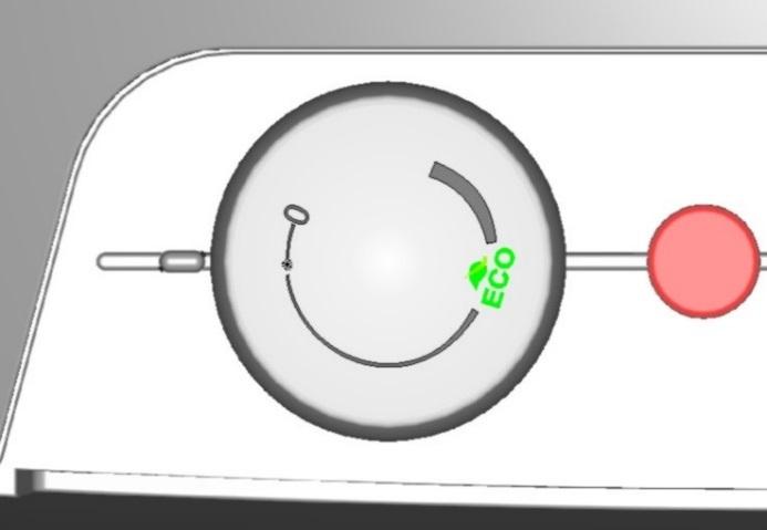 3.1.2 NASTAVENIE TEPLOTY Teplota vody sa nastavuje otočením gombíka termostatu. Požadovaný symbol sa nastaví proti pevnej značke na ovládacom paneli. Spodná hranica tep.