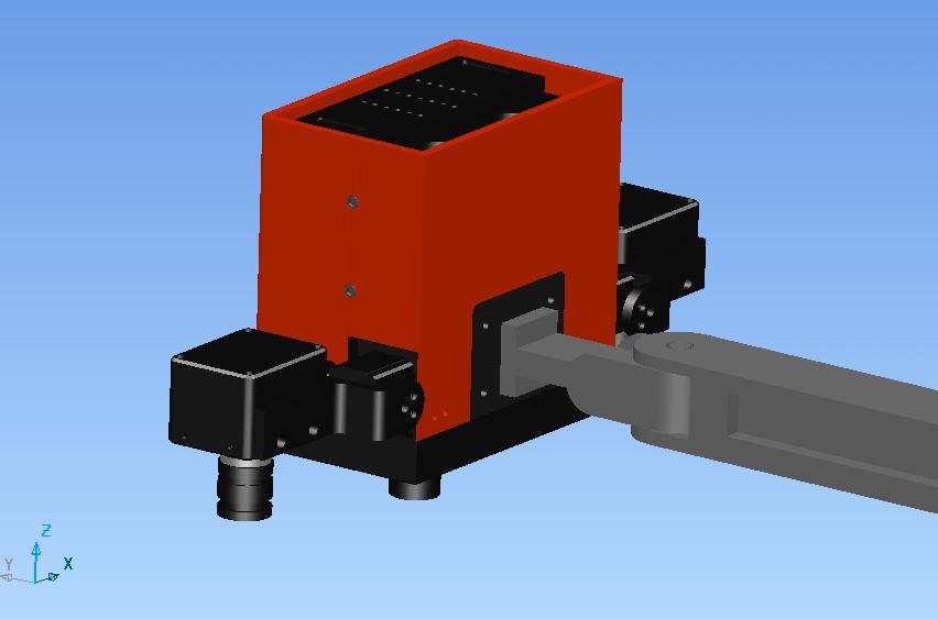 Obr. 75 Optický skener vložený do držiaka pre skener Na obr. 76 je stĺpový nosník s ramenom umiestnený v obrábacom stroji.