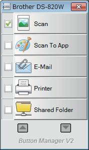Skenovanie použitím počítača Spustenie panela tlačidiel aplikácie Button Manager V2 v systéme Windows pomocou tlačidla Štart a Kliknite na Štart > Všetky programy > Brother DS-820W (DS-920DW) Scanner