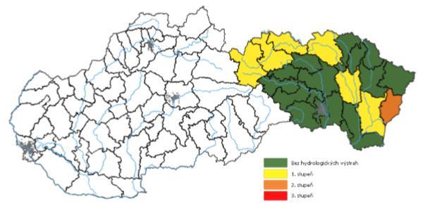 5. Hydrologické výstrahy Odbor Hydrologické monitorovanie, predpovede a výstrahy Košice v období od 15.5. do 31.5.2019 vydal 33 hydrologických výstrah 1. až 2. stupňa.